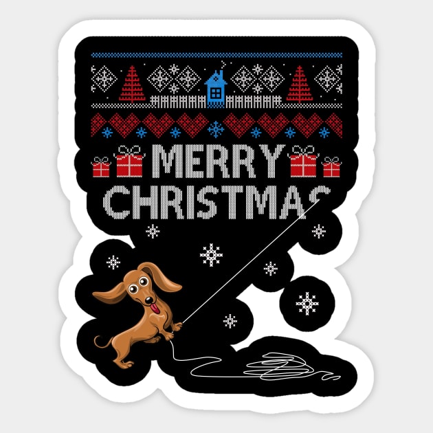 Merry Christmas Funny Naughty Dachshund Sticker by Simpsonfft